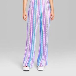 Blue and purple crochet swim cover up pants